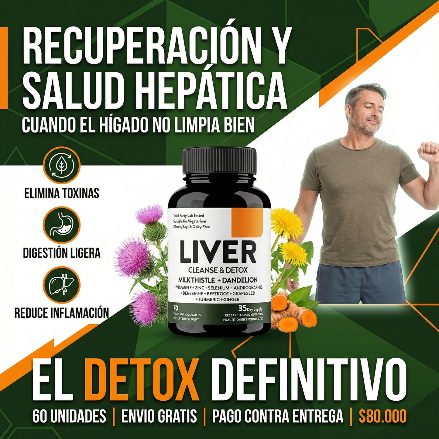 Liver Cleanse & Detox- Suplemento para Desintoxicar y Limpiar el Hígado