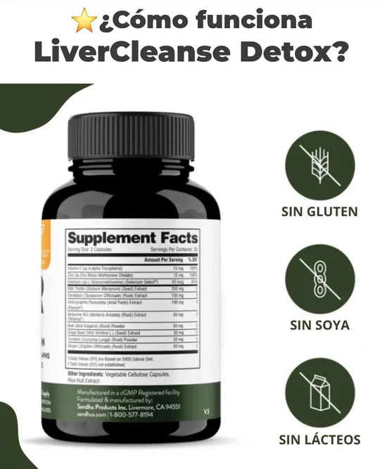Liver Cleanse & Detox- Suplemento para Desintoxicar y Limpiar el Hígado