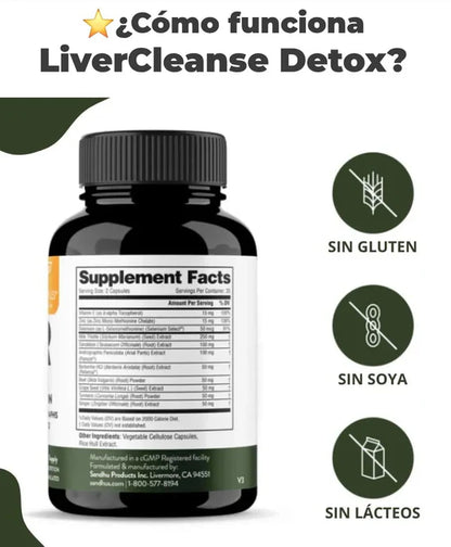 Liver Cleanse & Detox- Suplemento para Desintoxicar y Limpiar el Hígado